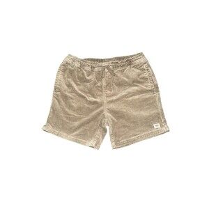 Katin Corduroy Shorts Mens L Tan Elastic Waist Drawstring Beach Surf Casual